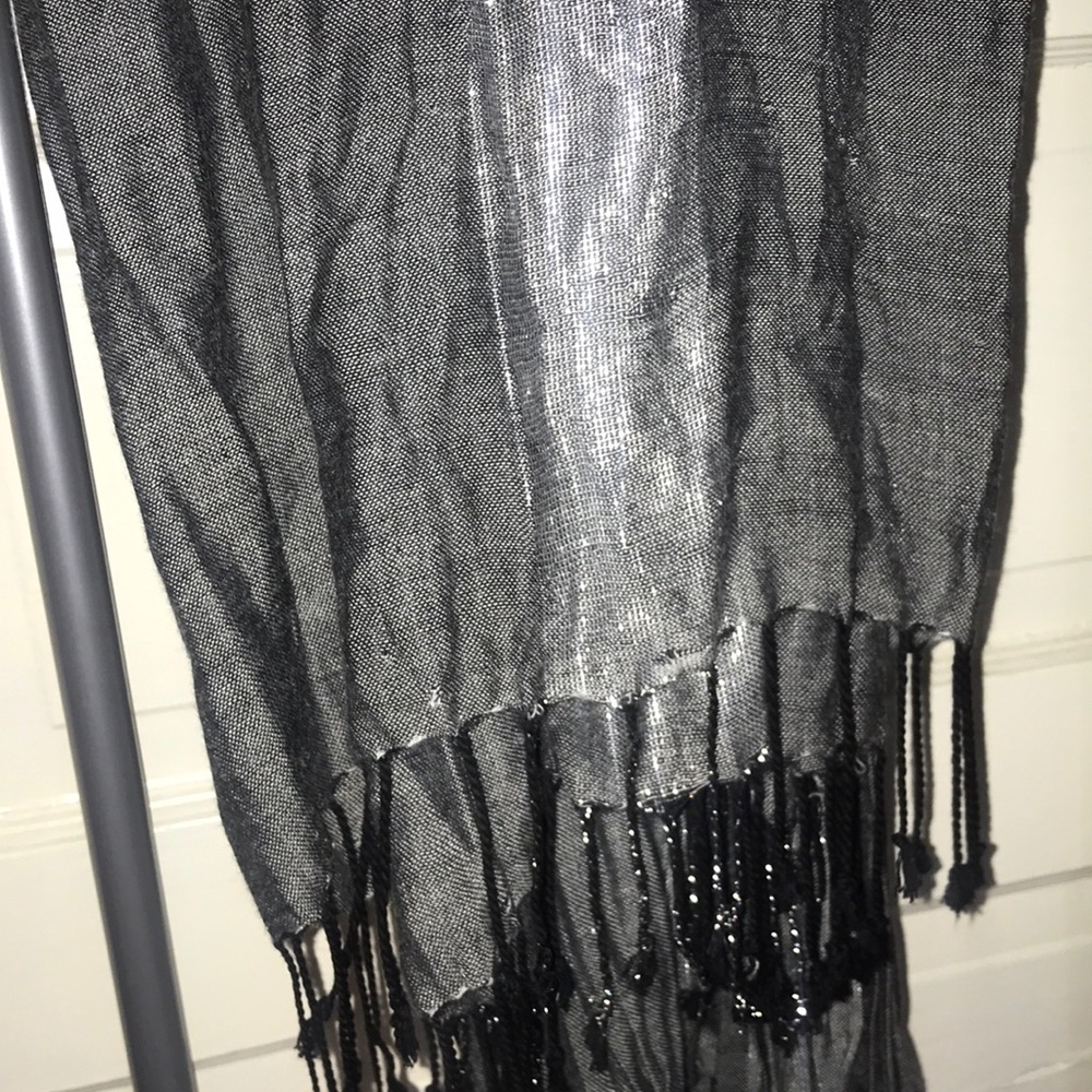 Sparkly Long Gray and Silver Scarf